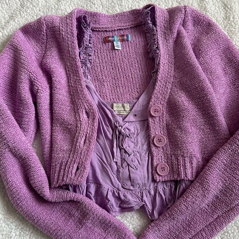 pink sweater and tank top set